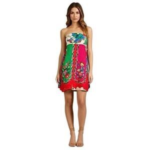 Anthropologie Farm Rio Mini Dress size M Strapless Floral Multicolor Boho